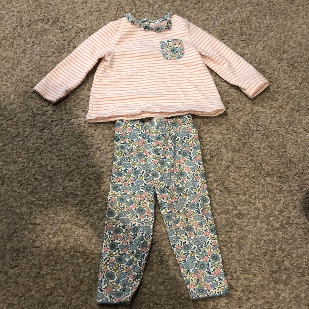 Baby Boden girls shirt and pants set 12 months.